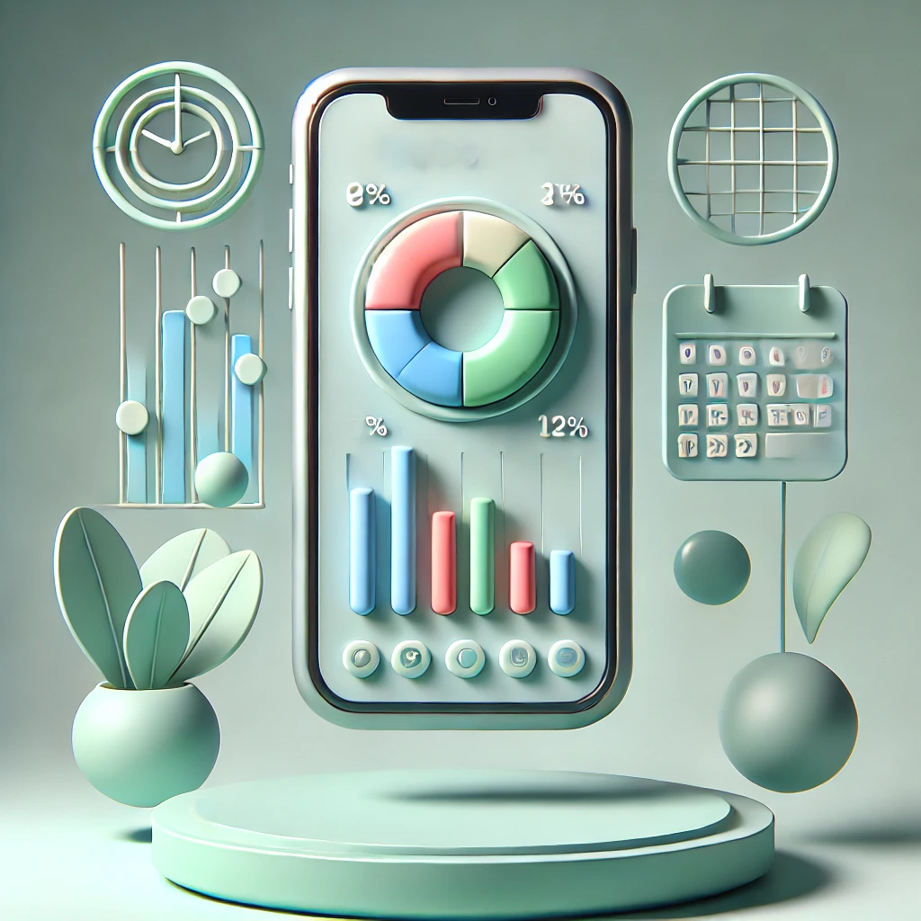 Smartphone com orçamento simples e relógio ao fundo, representando organização rápida